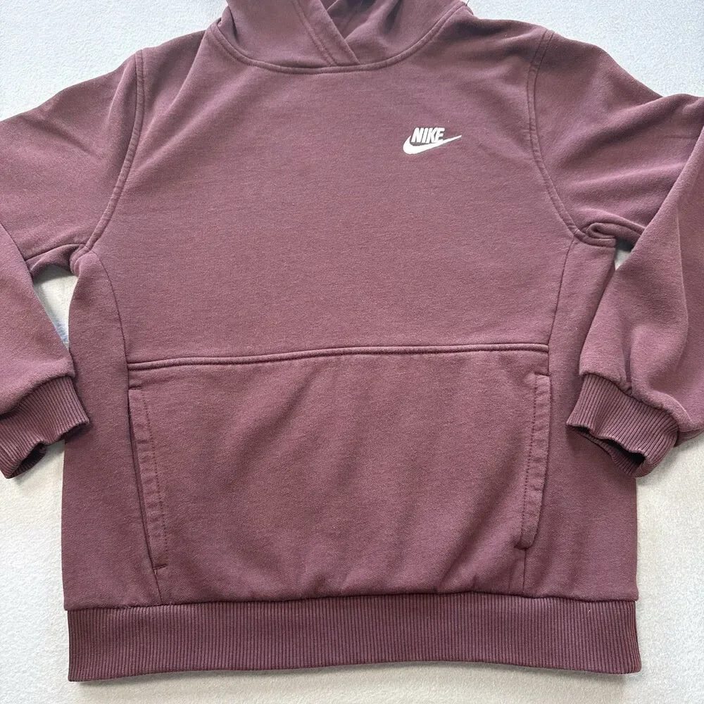 Nike Sportswear Club Fleece Pullover Hoodie Kids Large Burgundy Maroon